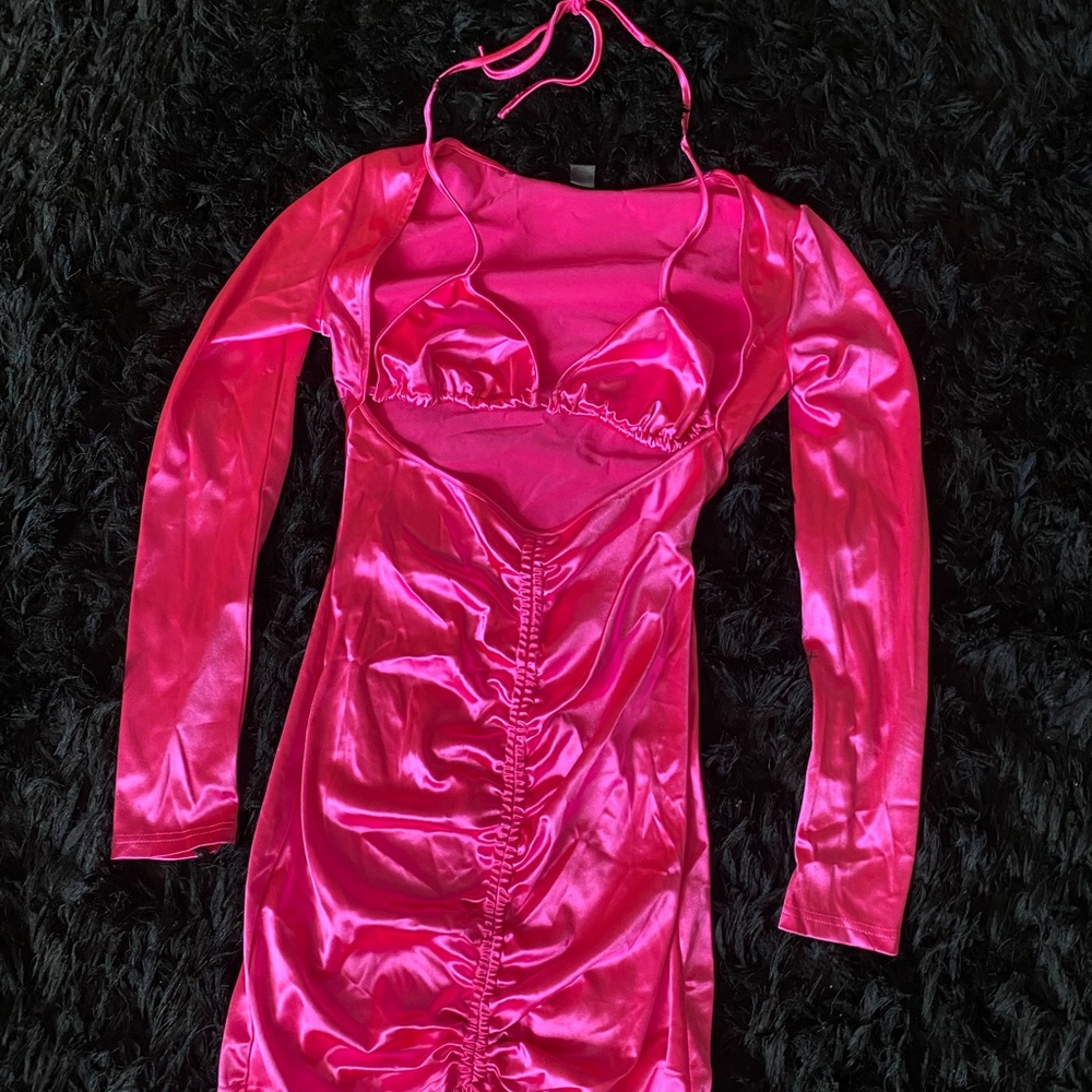 Y2K pink silk dress
